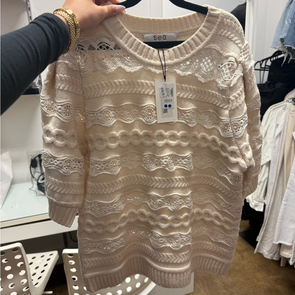 Sea New York Lace Knit Cream Sweater